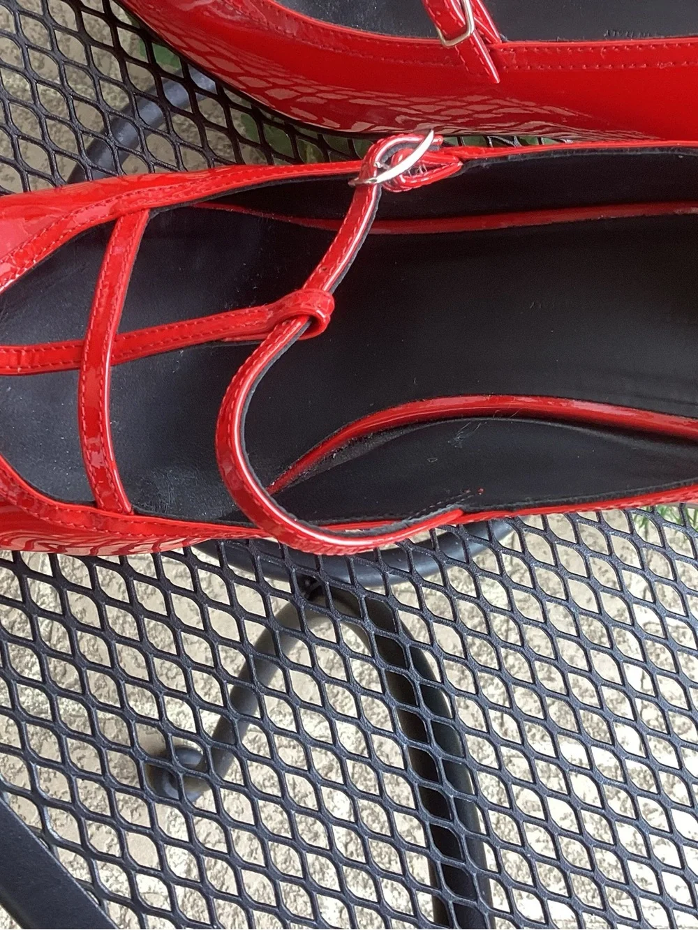 KHAITE Red Patent Mary Jane Heels with T-Strap